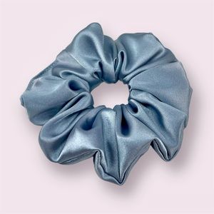 HANDMADE - satin spiral hair scrunchie, ice blue